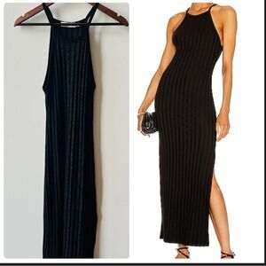 JONATHAN SIMKHAI Womens Black Jersey Ribbed Megan Maxi Dress Size Small